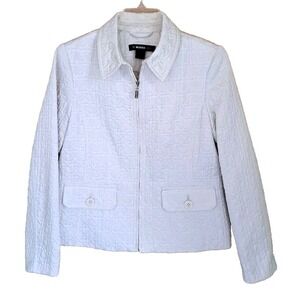 Weather Tamer Jacket Womens Sz Med Quilted Cream Winter White Full Zip Pre-owned